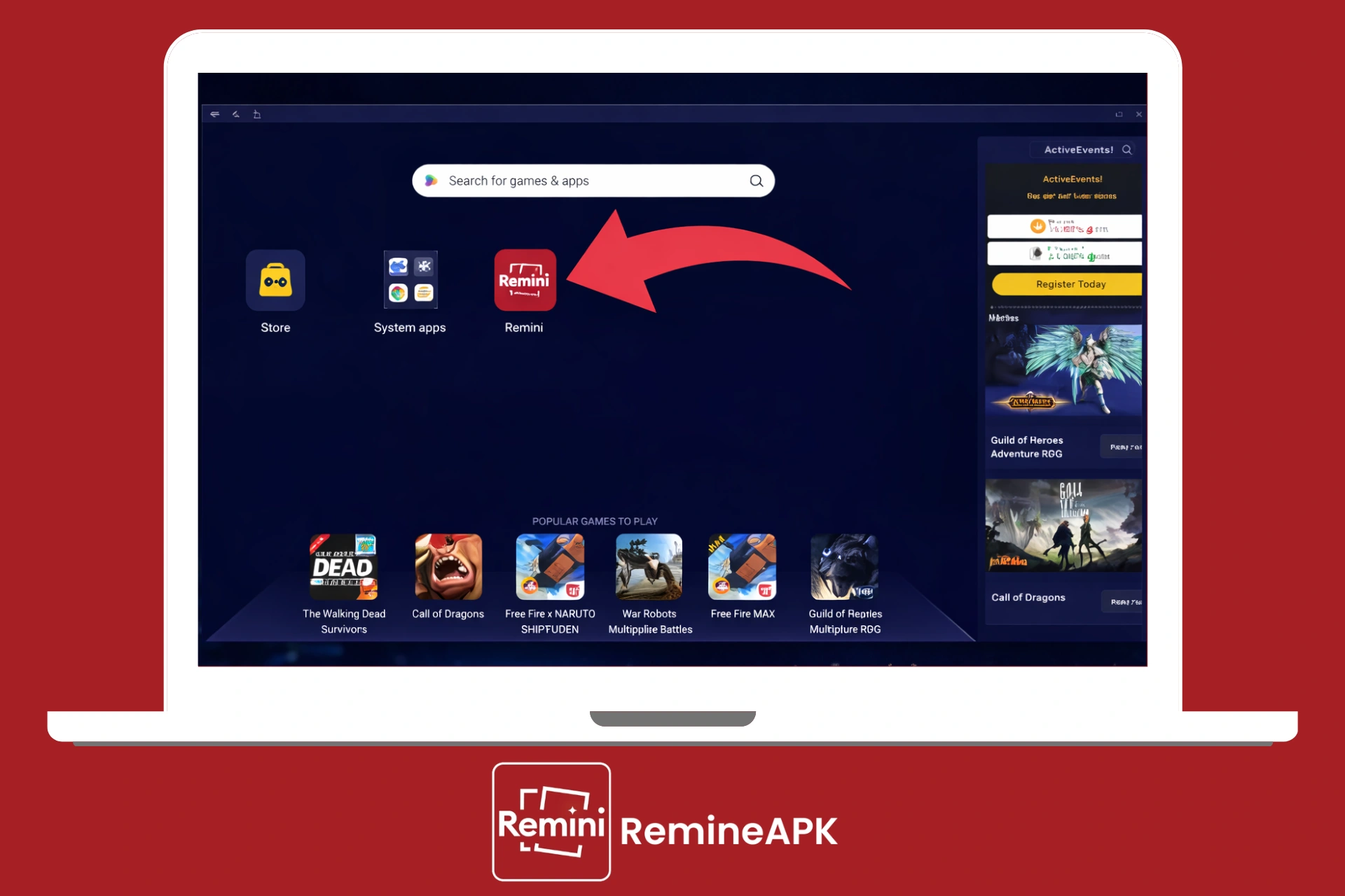 Using BlueStacks Emulator Remini for PC download